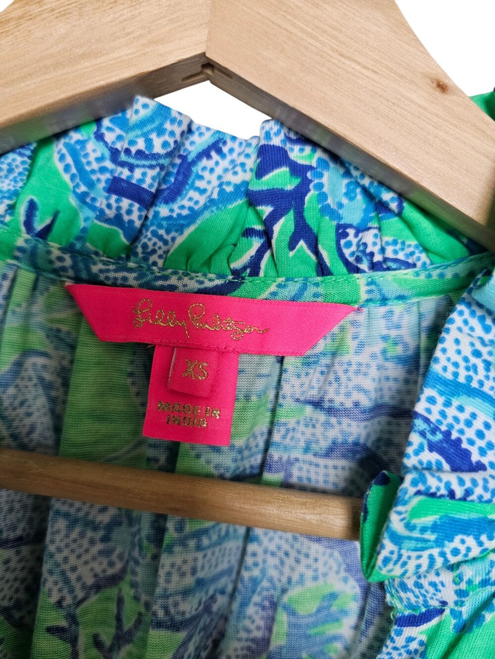 Lilly Pulitzer Blue & Green Floral 100% Cotton Malone Maxi Flowy Dress Size Xs - Picture 5 of 9